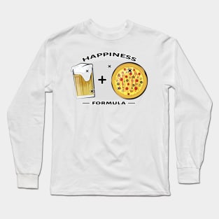 Happiness Formula - Pizza & Beer - Funny Long Sleeve T-Shirt